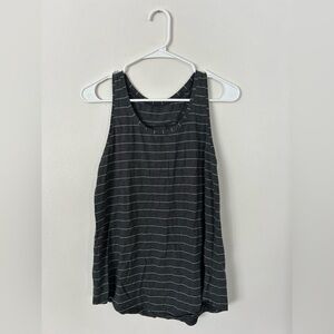 Lululemon Love Tank *Pleated Short Serve Stripe Heathered Black White Size 6